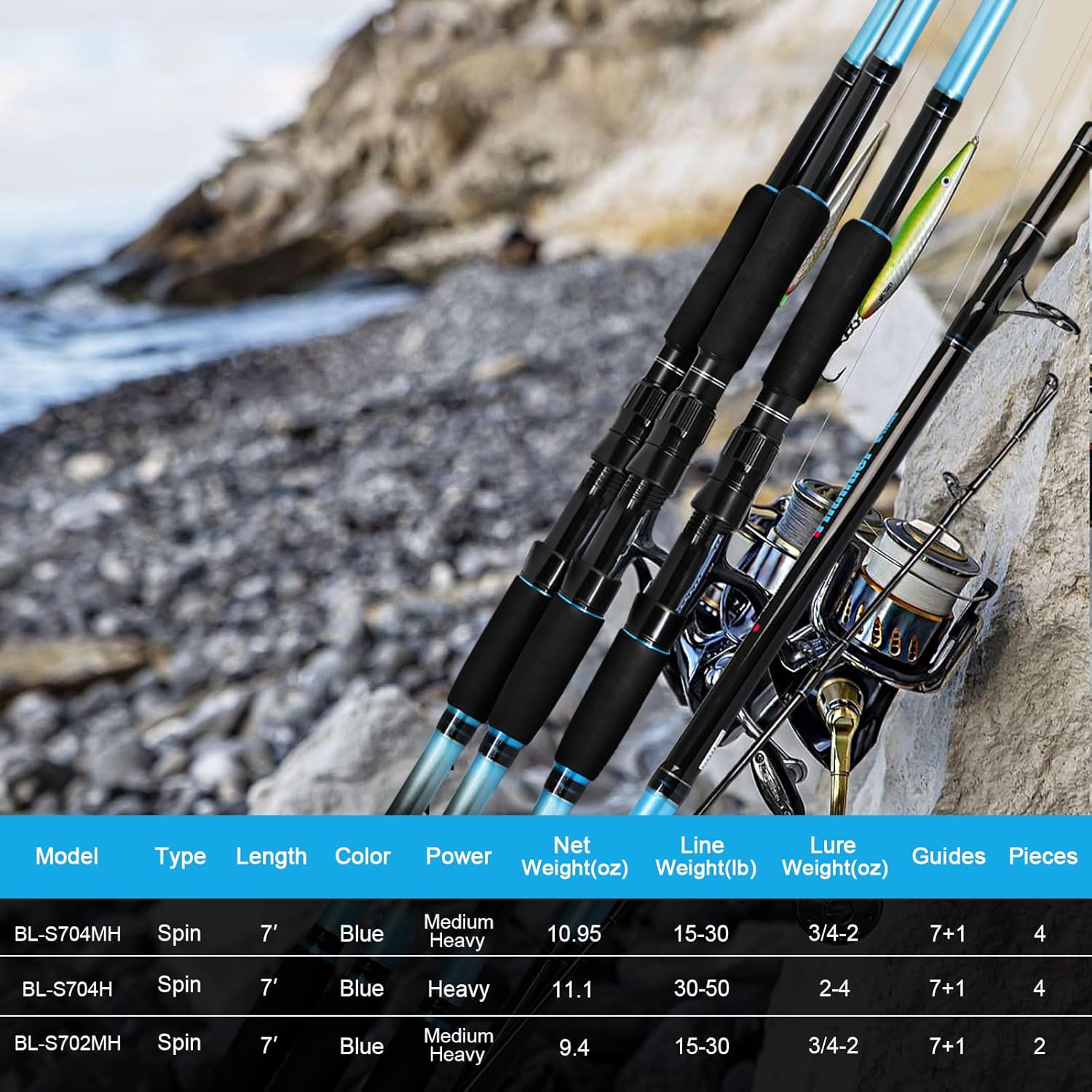 4-Piece 7-Feet Carbon Fiber Boat Fishing Rod Spinning Travel Portable Rod Tourna