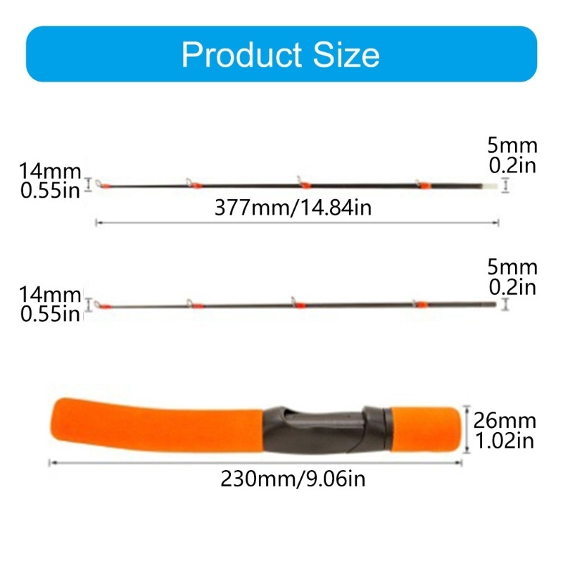 Double Adjustable Winter Ice Fishing Rod Lightweight EVA Handle for Cold Weather