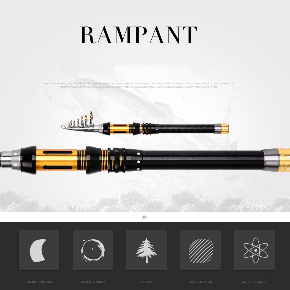 Spinning Fishing Rod Carbon Fiber Long cast Telescopic Pole 1.5M-3.0M Saltwater