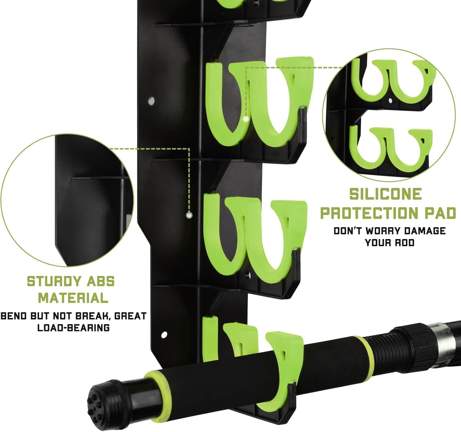 Fishing Rod Wall Rack Pole Holders Hold Up to 10 Rods,Fishing Pole Holder Garage
