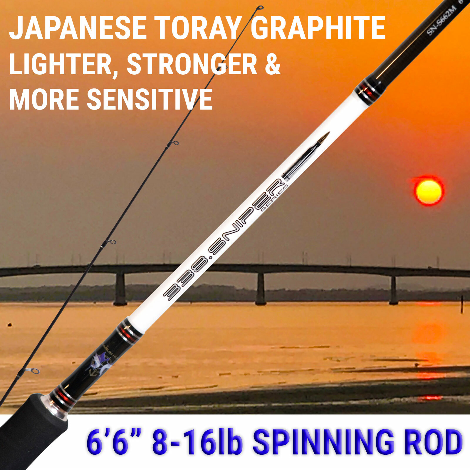 SNIPER 6’6″ Spinning Fishing Rod JAPANESE Toray Graphite FUJI Guides & Reel seat