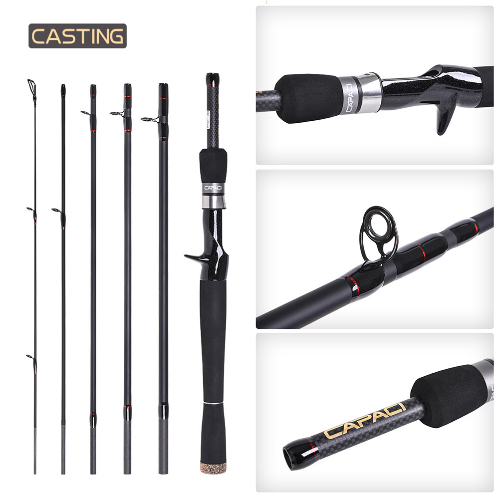 2.1m / 2.4m 6 Sections Carbon Casting Fishing Rod Lure Fishing Rod R1E7