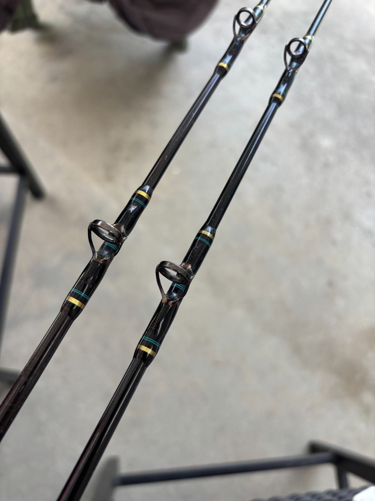 Lot of 2 Seeker Black Steel Fishing Rods Excellent Condition Long Beach
