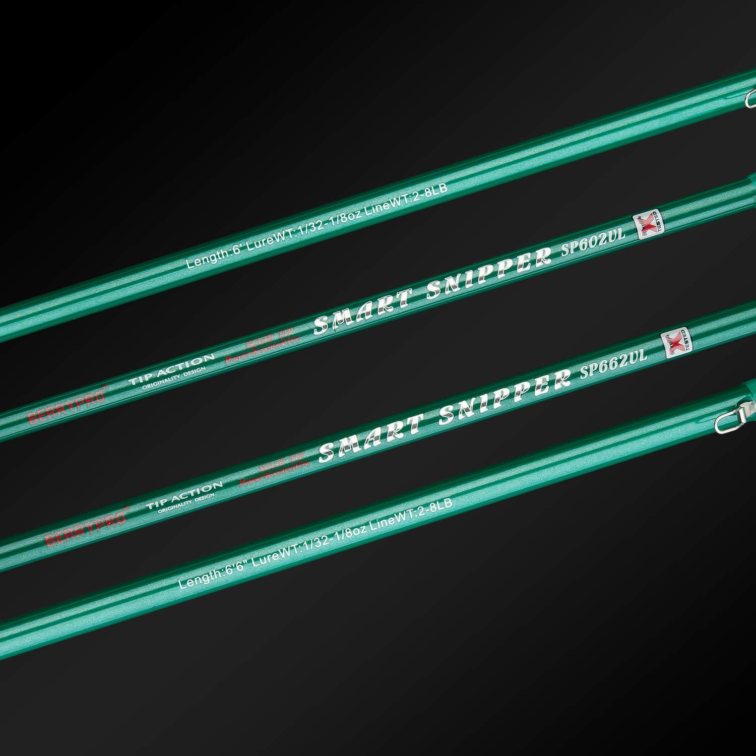 BERRYPRO Ultralight Spinning Fishing Rod, Travel Spinning Rod with Solid Carbon