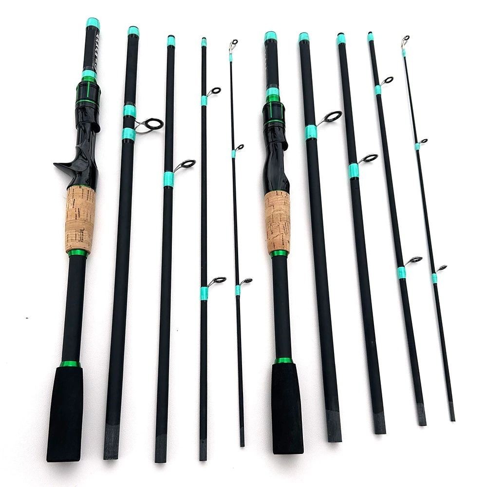 4 Section Fiberglass Spinner Baitcasting Fishing Rod Tone Pole Fishing Tackle