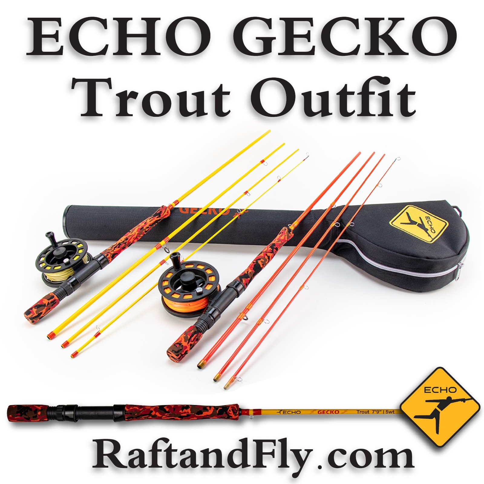 Echo Gecko Kids Fly Rod Kit Outfit 5wt 7’9″ – Lifetime Warranty – FREE SHIPPING