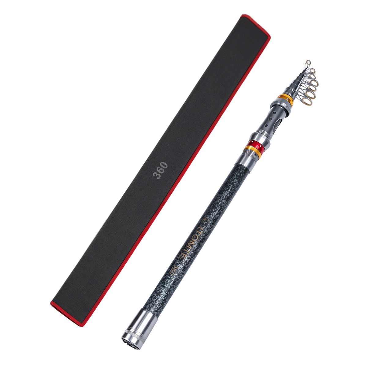Caña de Pescar Telescópica Fibra de Carbono Giratoria Caña de Pescar 2.1M 3.6M