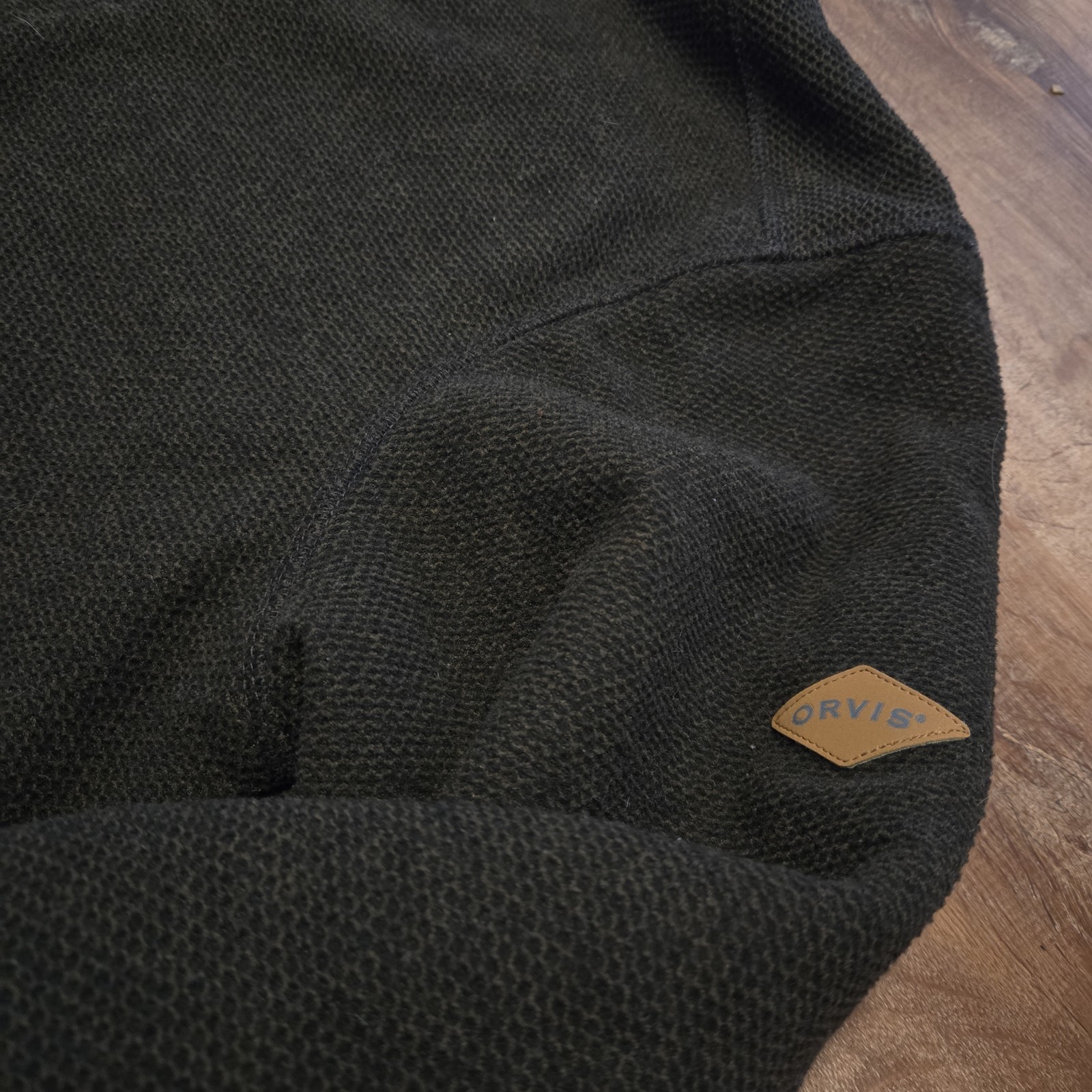 Orvis Men’s Dark Brown Quarter Zip-Up Sweater Sherpa Lined Medium