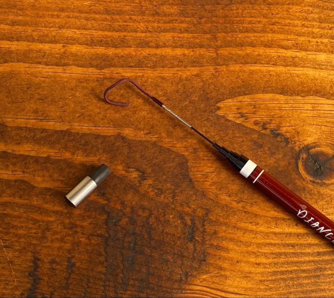 Tanago fishing rod 120cm wood grip brown & white swinging rod used