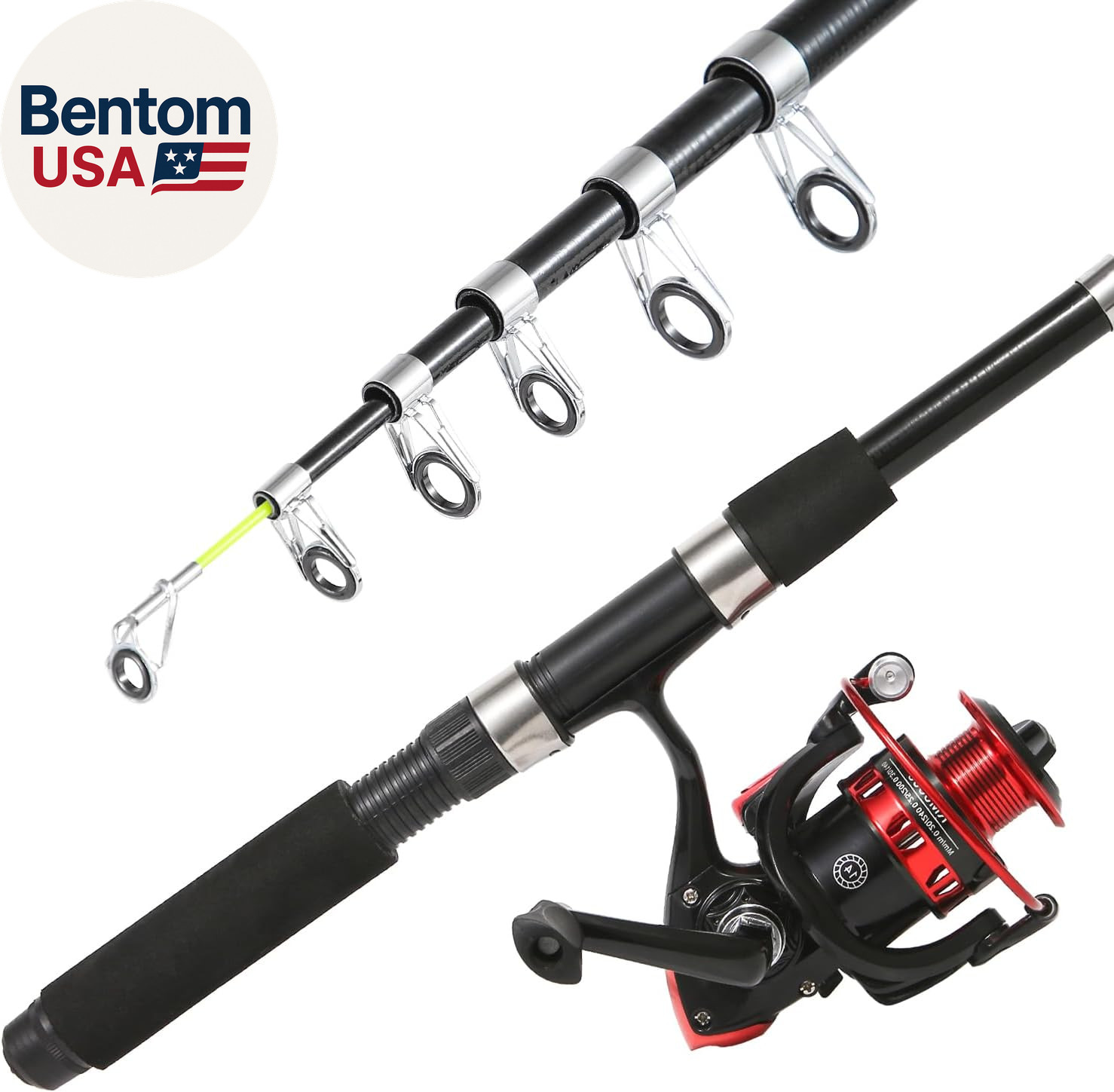 Fishing Rod, 6.9Ft 2Pcs Telescopic Fishing Rods Set, Carbon Fiber Fishing Pole,