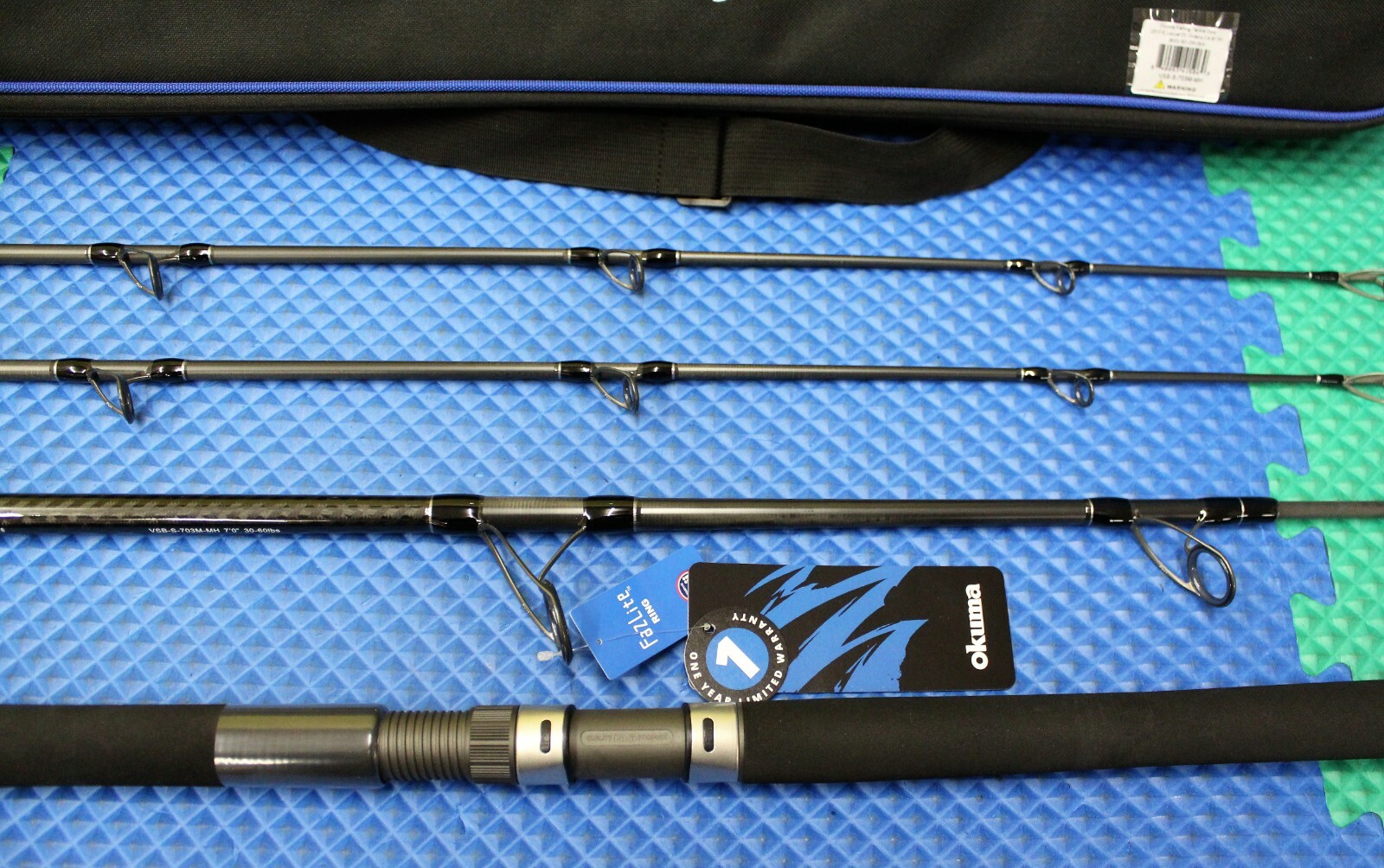 Okuma Voyager Signature Boat Rod 7′ 0″ 3-Pc W/Soft Case 2 Rod Tips VSB-S-703M-MH