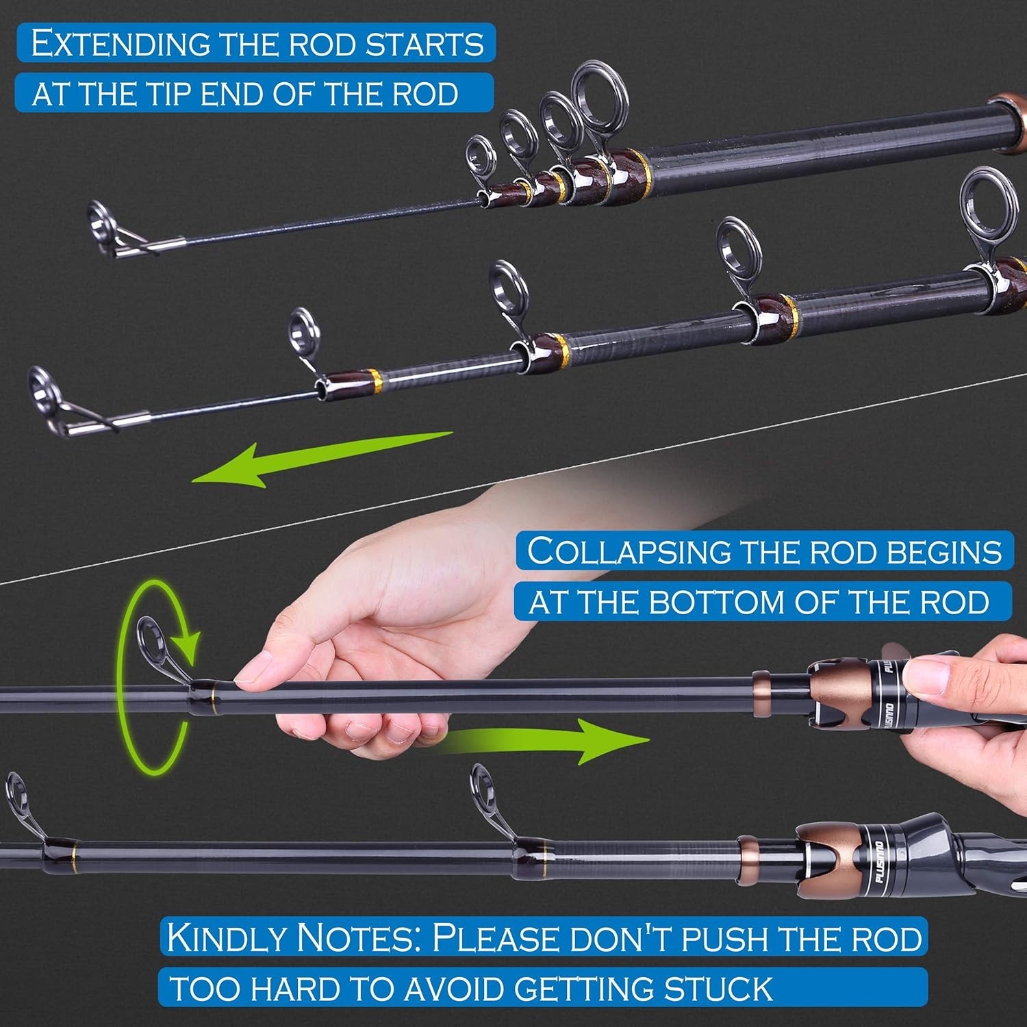 Fishing Rod and Reel Combos, Carbon Fiber Telescopic Rod 12+1 Bearings Spinning