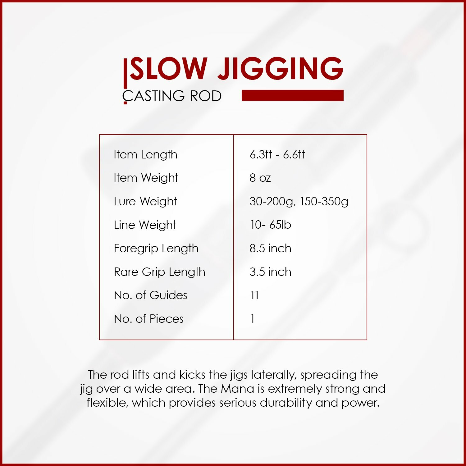 Slow Pitch Jigging Rod 100% Toray Carbon – Casting Spiral Fuji Guides Saltwater