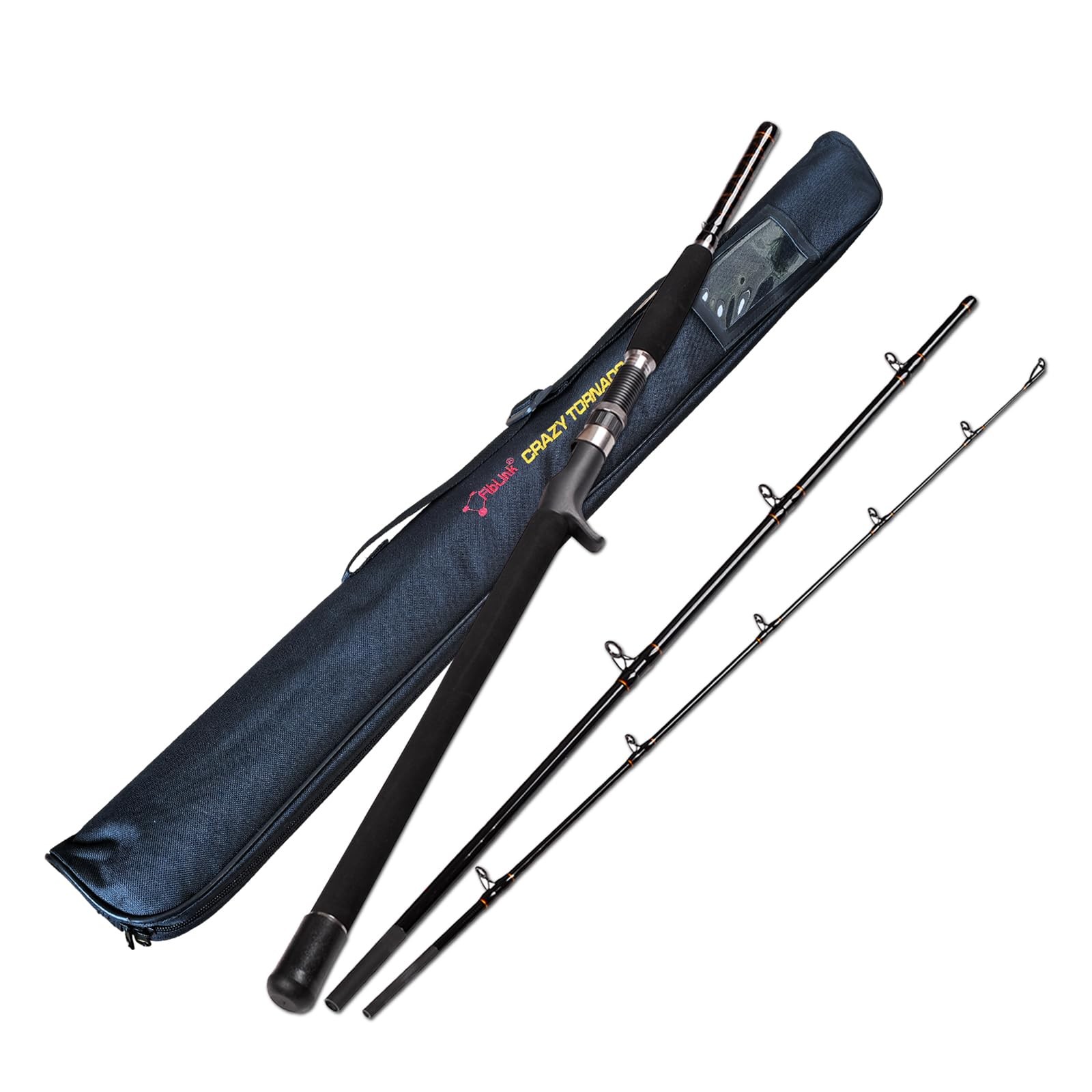 Portable Saltwater Offshore Heavy 3-Piece Travel Graphite Baitcasting Fishing…