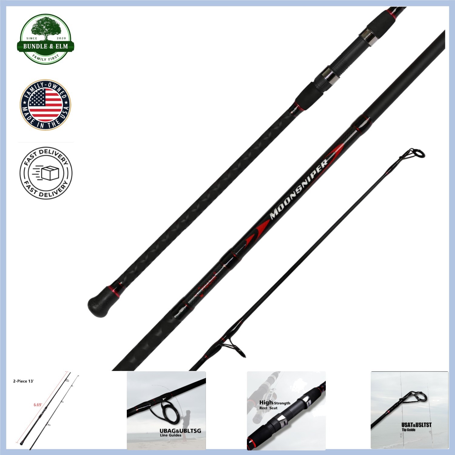 Lightweight Surf Fishing Rod, Ceramic Guides for Smooth Long Distance Casting