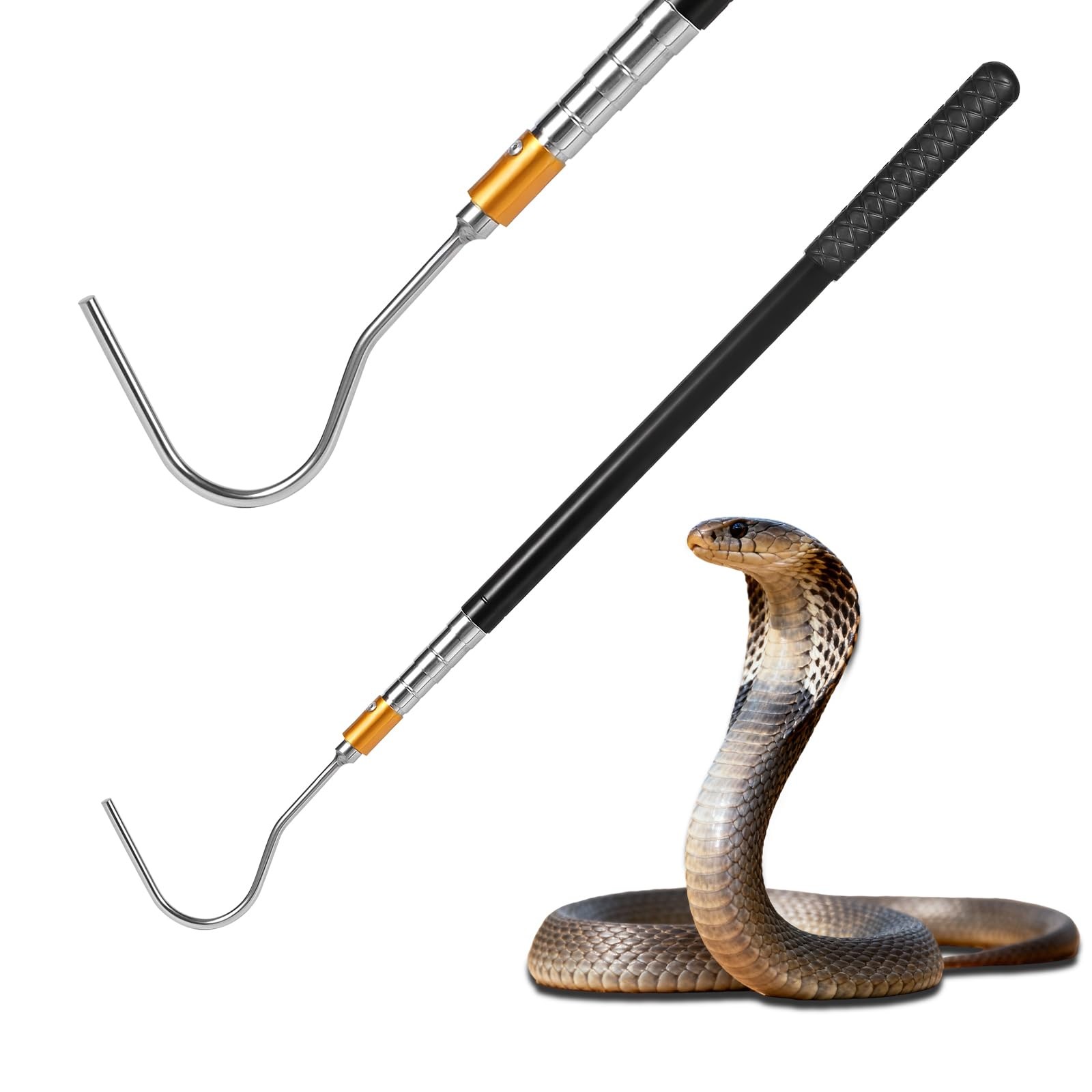 AIUWIZO 61 inch Snake Hook, Professional Reptile Catcher Silver white