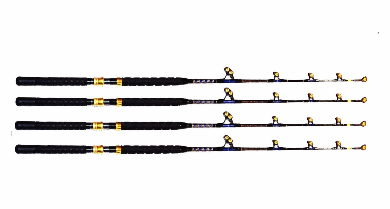 OKIAYA STANDUP TROLLING RODS 50-80LB(4PACK)VENOM-PRO CARBON BLANK/PAC BAY GUIDES