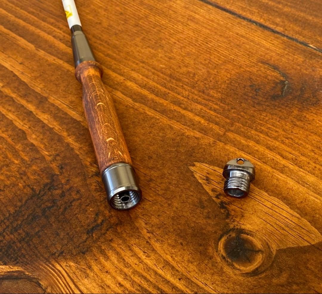 Tanago fishing rod 120cm wood grip brown & white swinging rod used