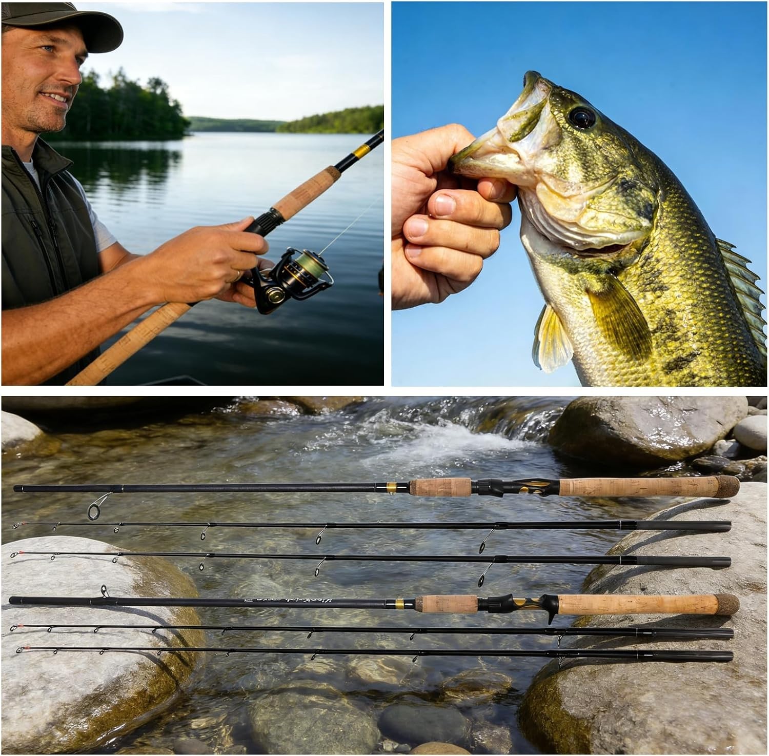 7’ Spinning Fishing Rod with 2 Tips, High Carbon Fiber Blank, Lightweight Sen…