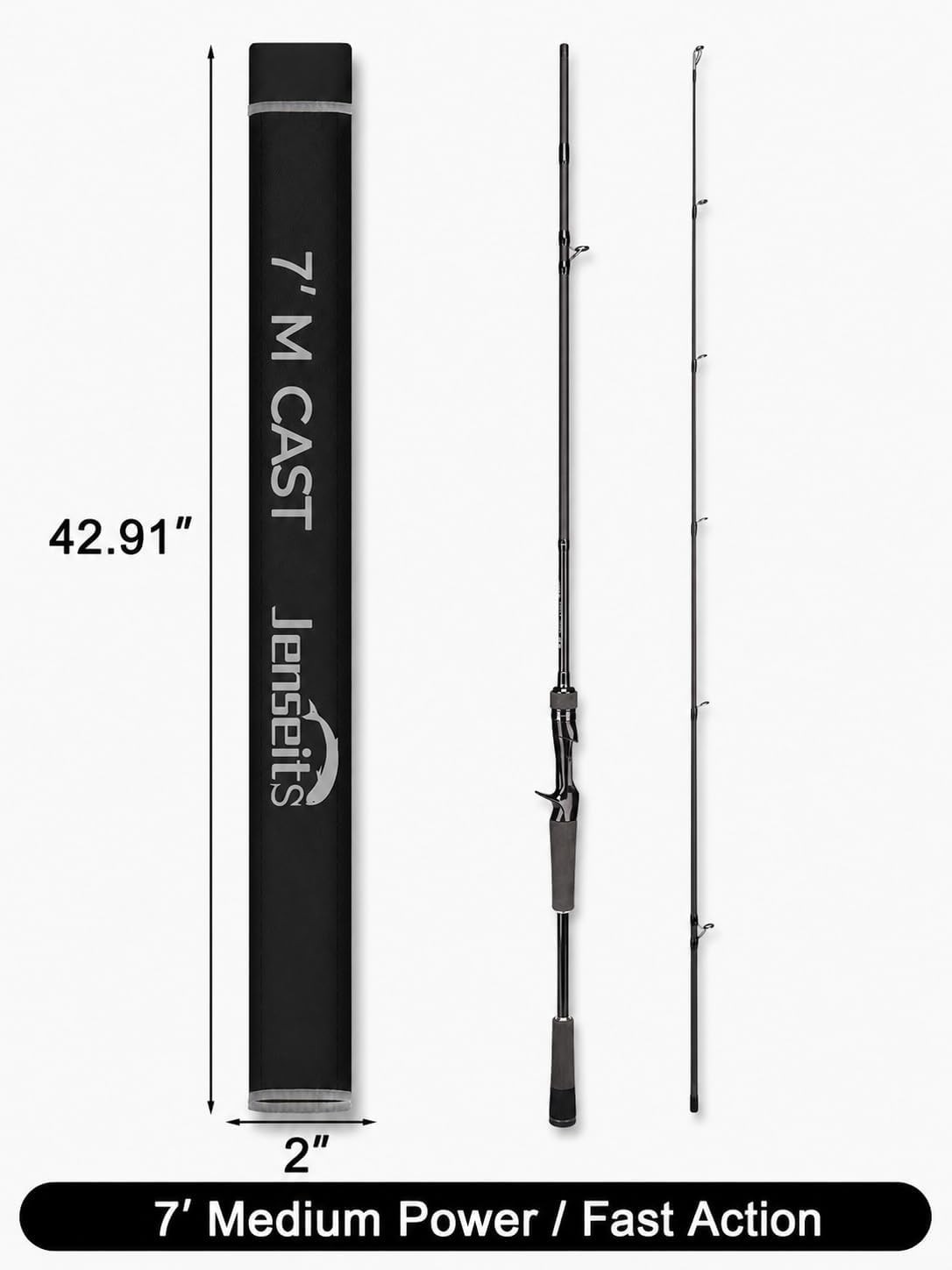 Travel-Ready 2-Piece Carbon Fishing Rod – Ideal for Surf & Walleye Fishing