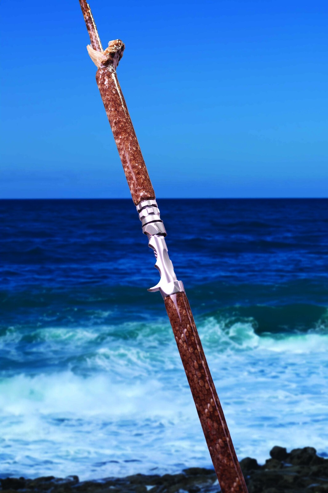 Custom Rattlesnake Fishing Rod Real Rattlesnake Skin Grips with or without Fangs