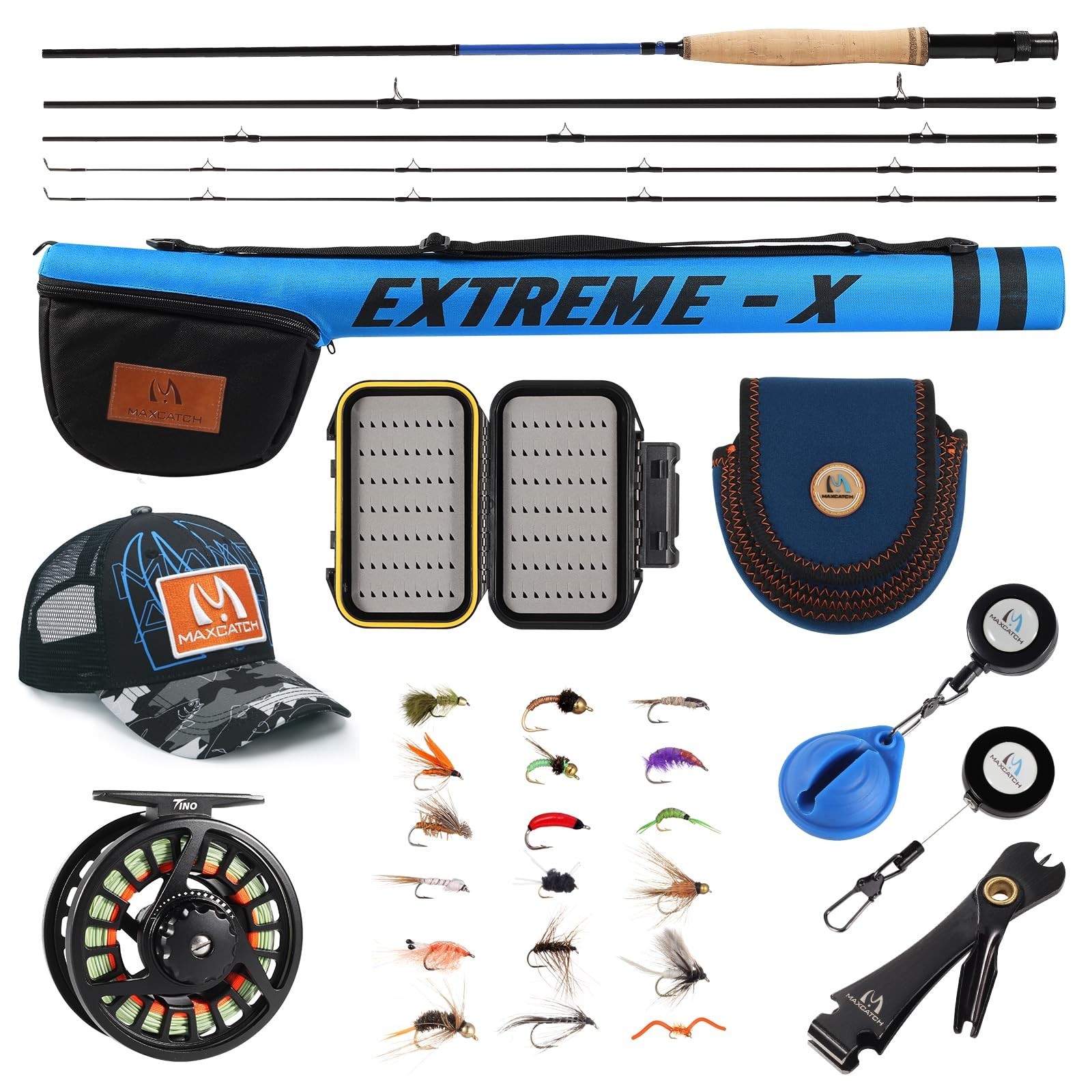 Maxcatch Extreme-X Fly Fishing Rod and Reel Combo, 3-8wt Complete Starter Fis…
