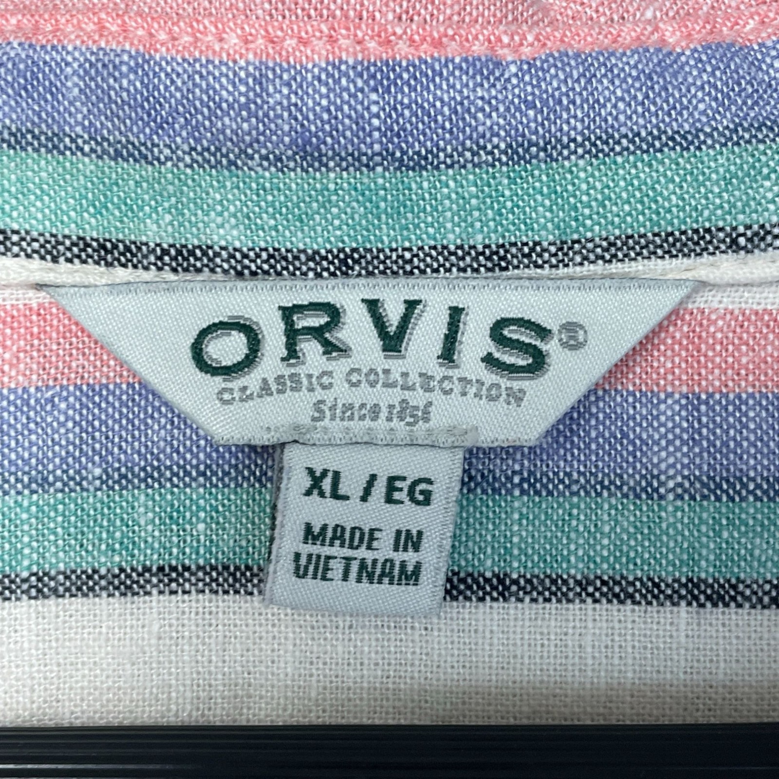 NWOT Orvis Women’s XL Button-Up Shirt Striped Linen Blend Short Sleeve i1992