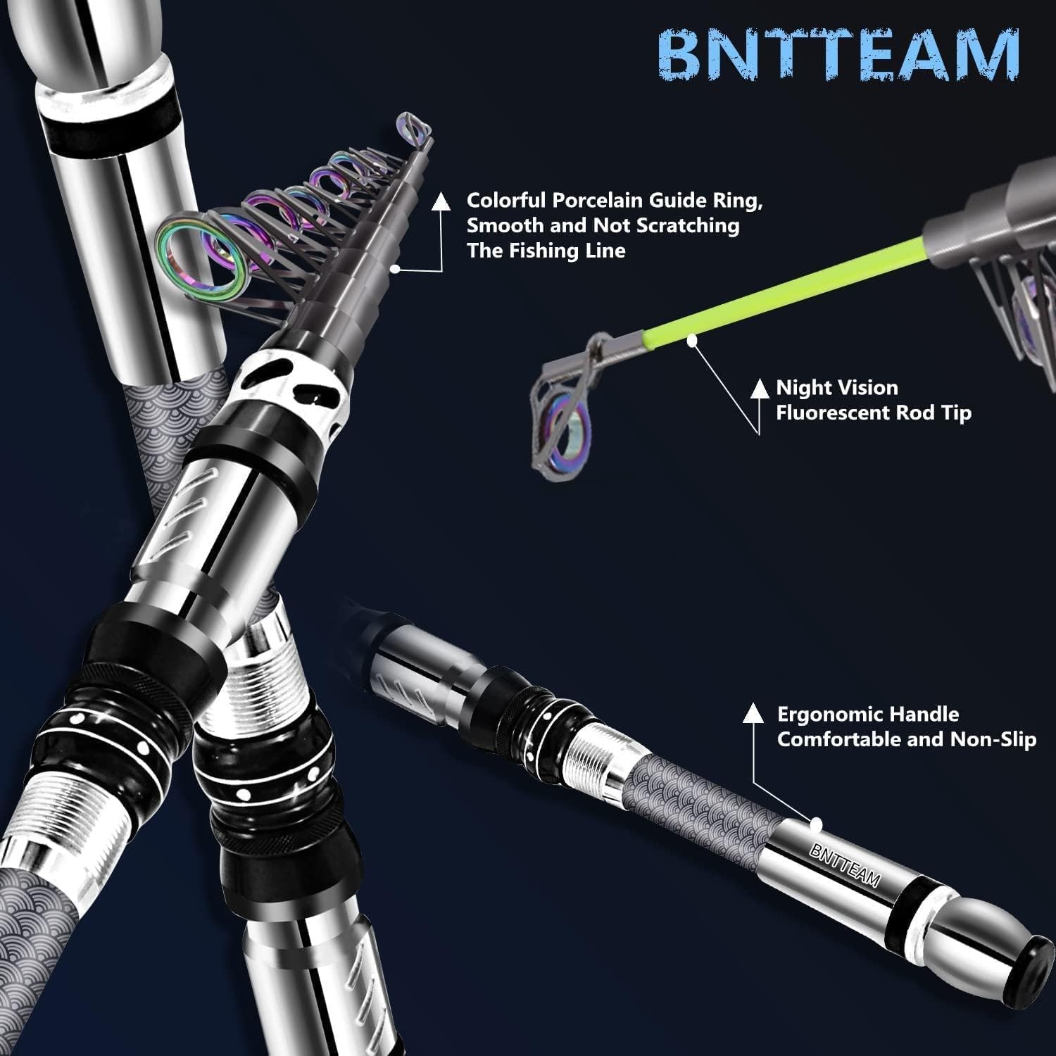 New Portable Fishing Rod 99% Carbon Fiber with Fluorescent Rod Tip, Teles…
