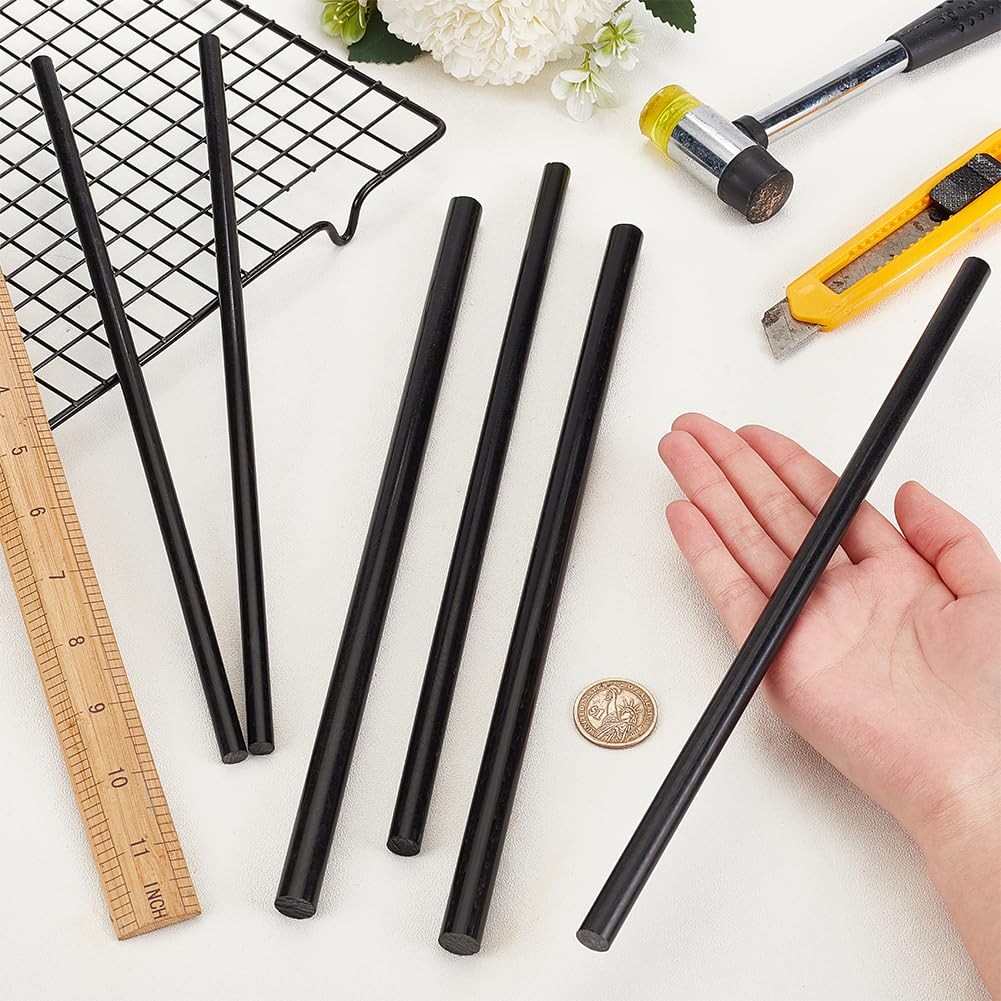 BENECREAT 6Pcs 12 Inch Length Black Acetal Copolymer Rod, 0.3 Inch 0.4 Inch 0…