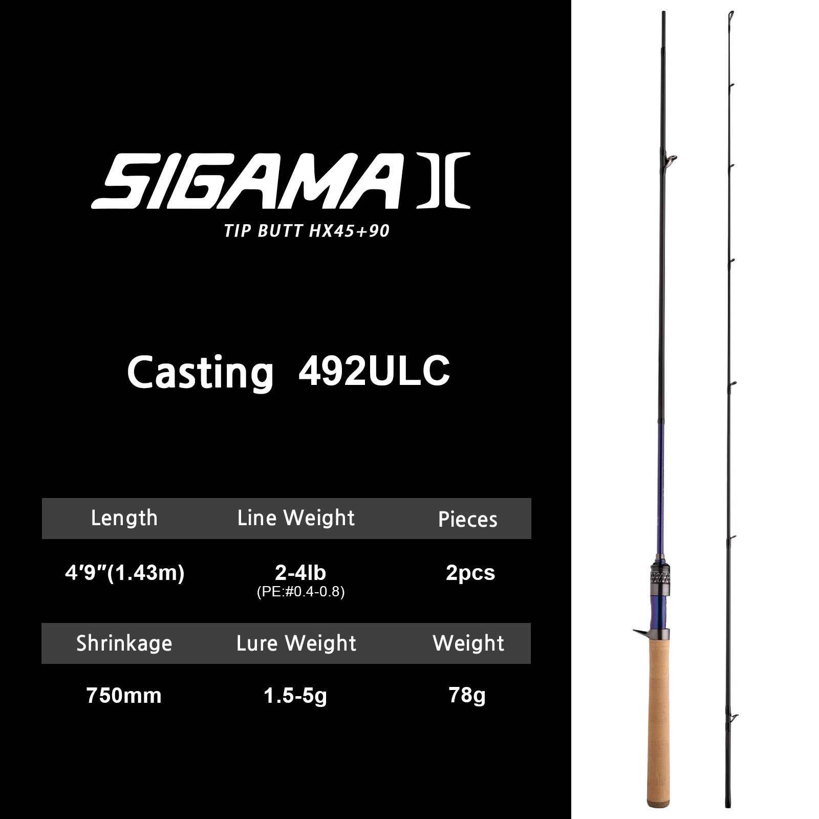 SIGAMAⅡ Stream Fishing Rod Cast/Spin 2-Piece 4’9″-7’3″