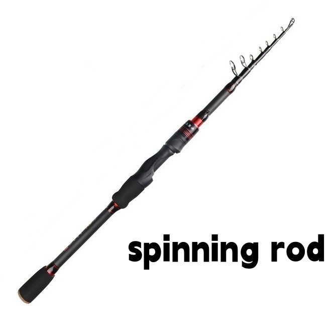 Telescopic Fishing Rod 7′ Baitcast Lure Rod Carbon Fiber Spinning Casting Travel