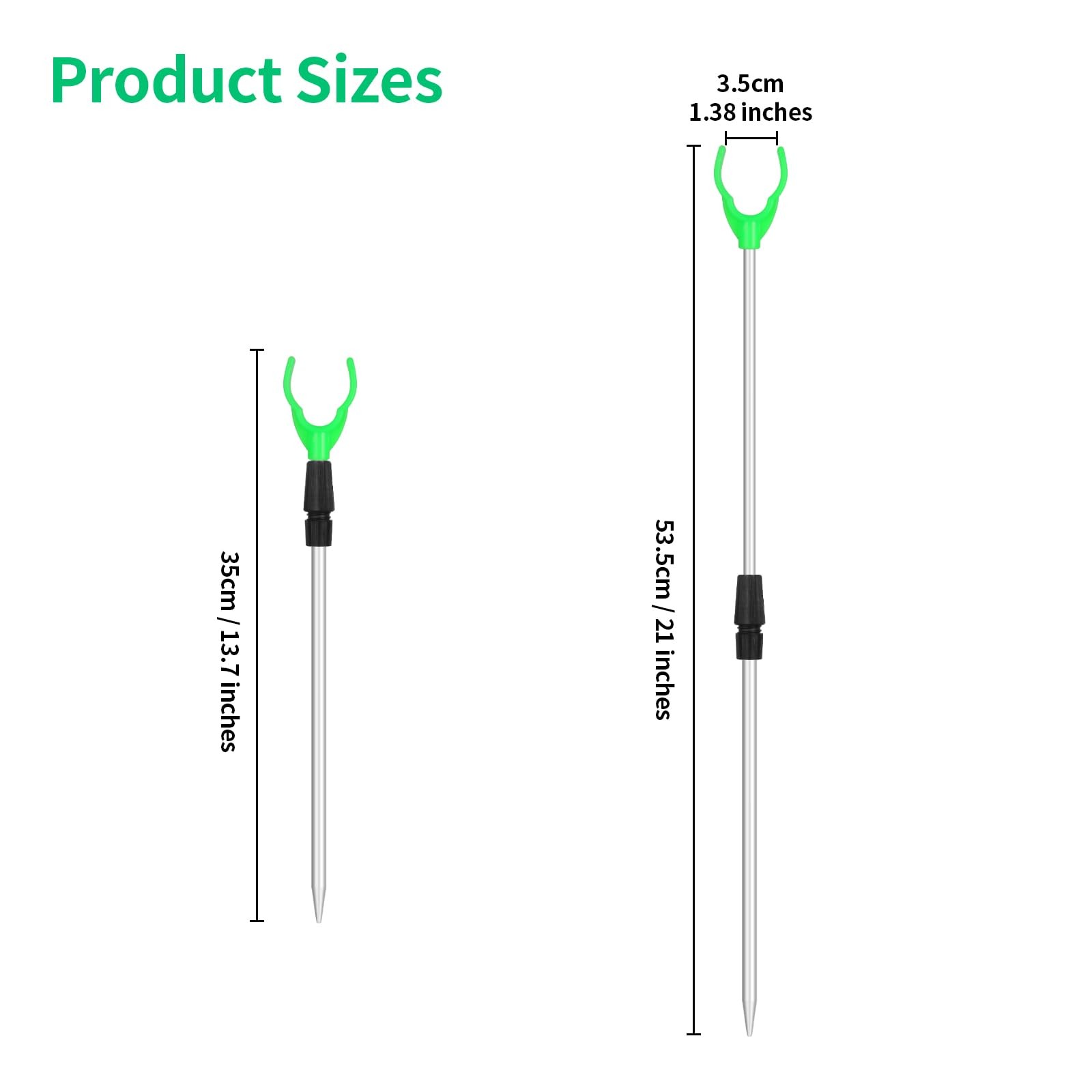Fishing Rod Holder for Ground: 6pcs Extendable One Size, Green Fork