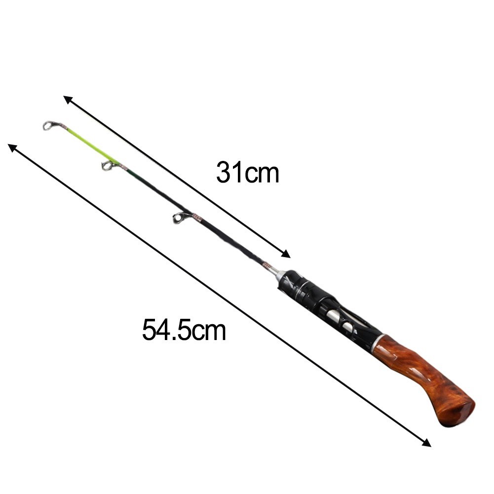 Two Section Ice Fishing Rod with Comfortable Imitation Wooden Grip 50 to 80 cm
