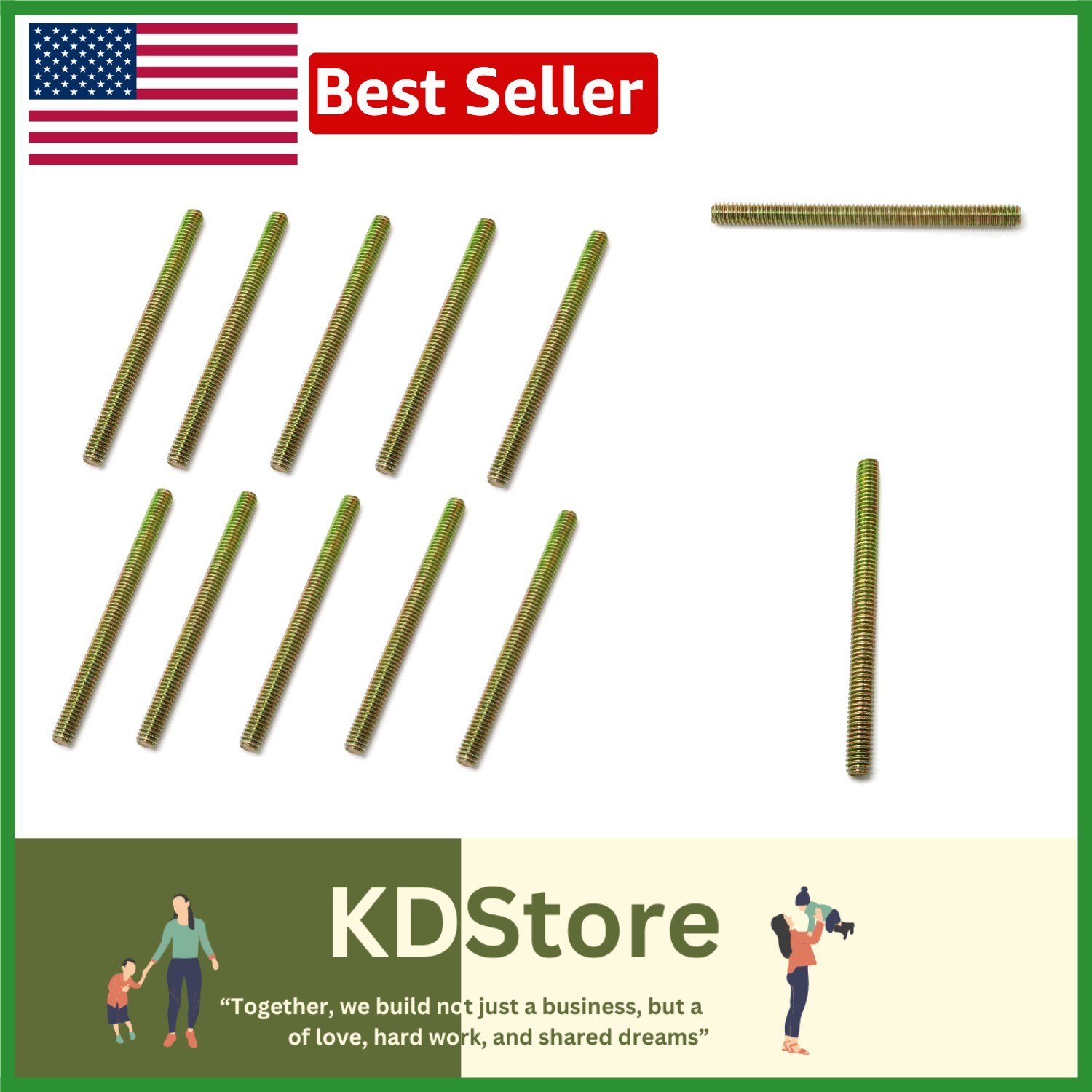 10x Fully Threaded Steel Rods 5/16″-18 x 4″ Galvanized for Furniture DIY