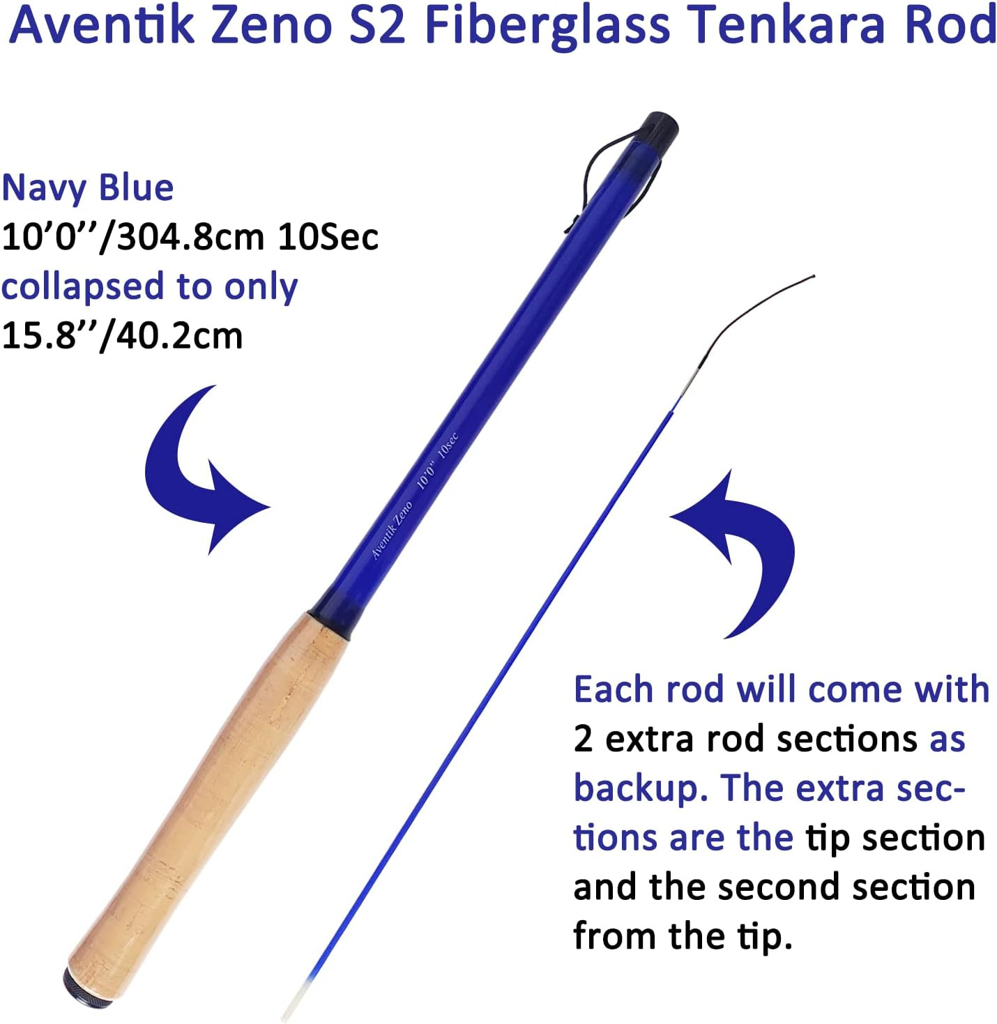 Aventik Zeno Tenkara Rod in 9Ft/10Ft, Complete Beginner Tenkara Rod Kit, S2 Fibe