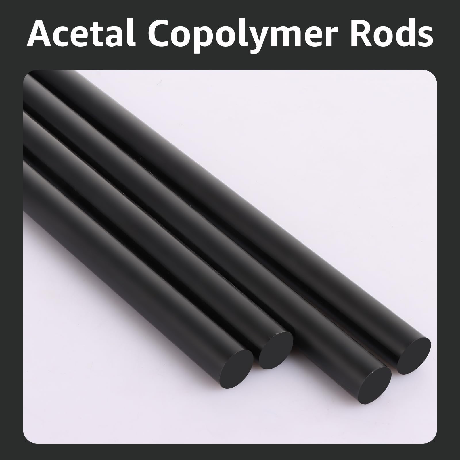 10 PCS Black Acetal Copolymer Rods 1/2″ Diameter x 12″ Length – Non-Marring Plas