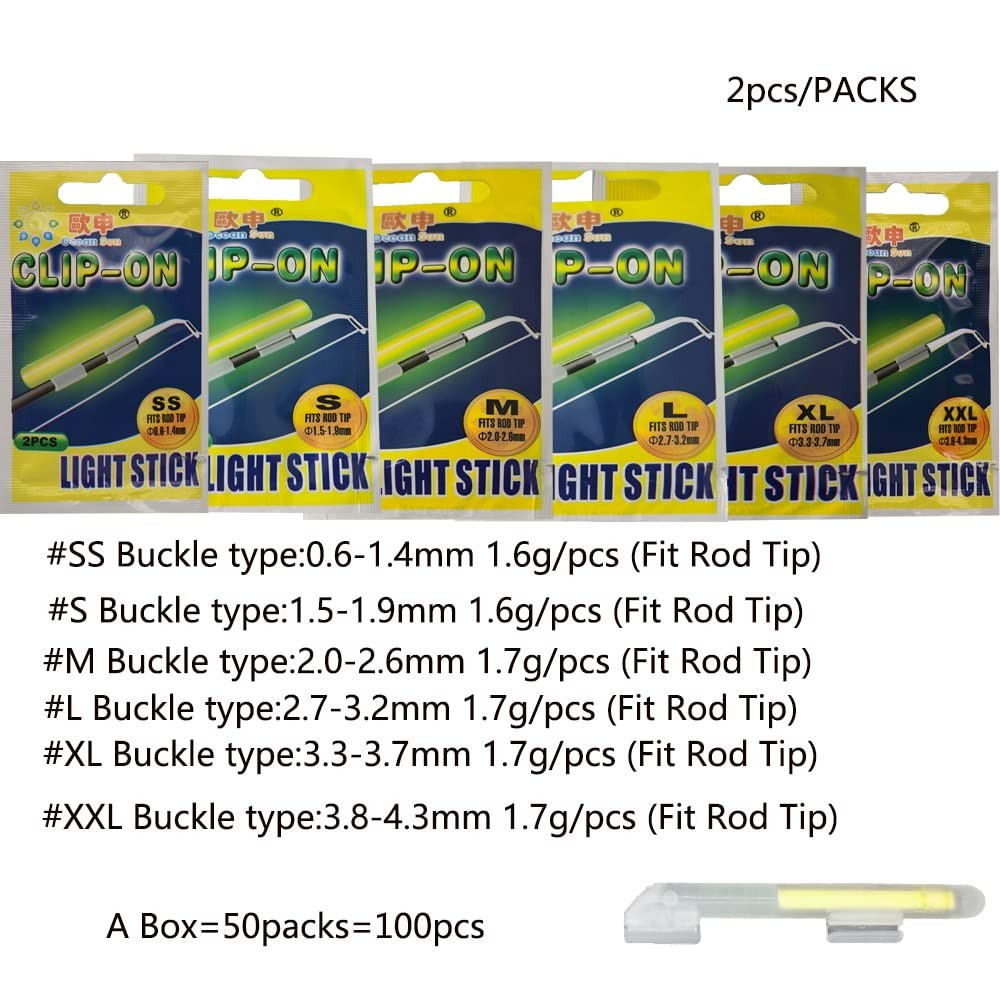Clip On Fishing Glow Sticks Rod Tips Pole Lights Bulk 20 PCS