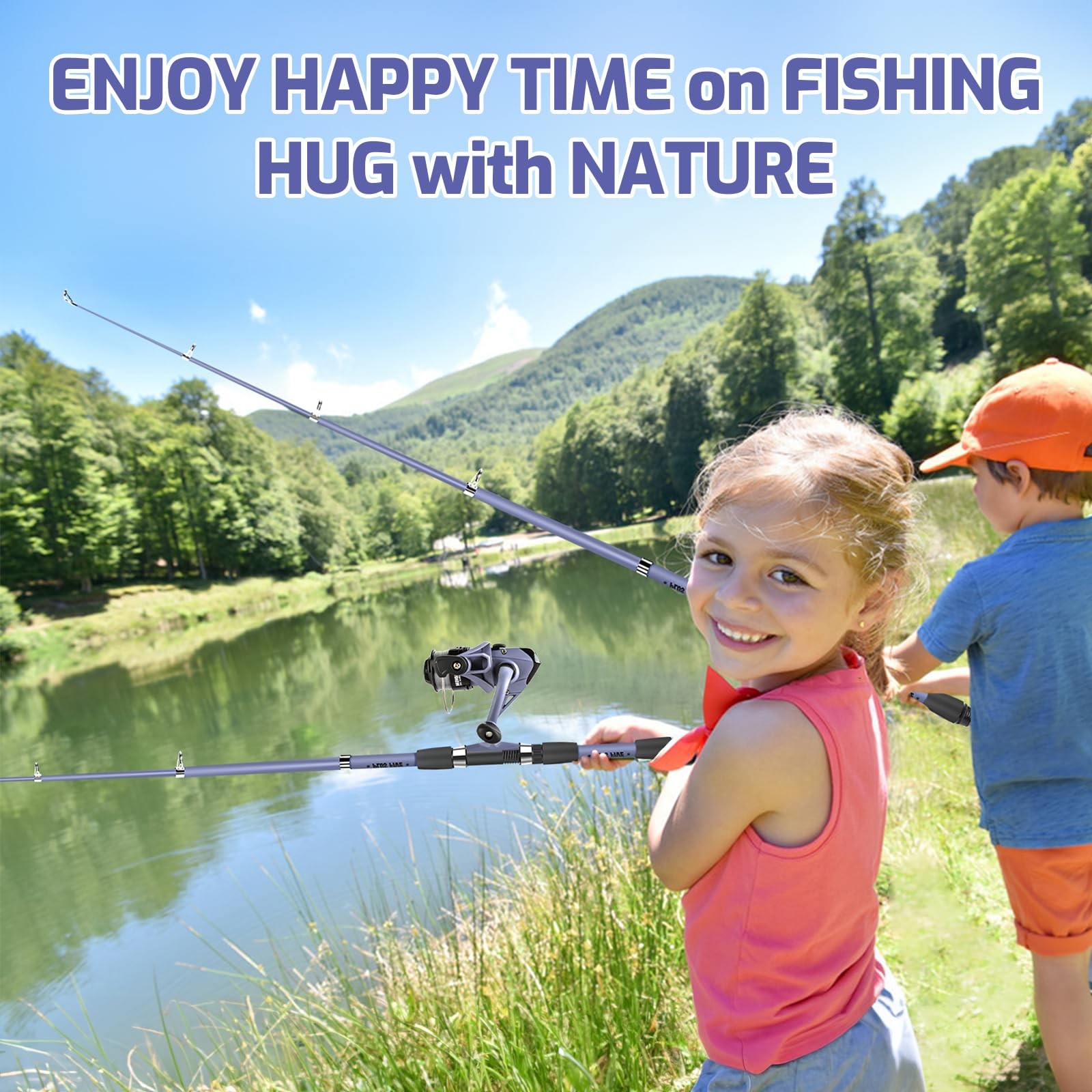 Milerong Kids Fishing Pole Set Portable Telescopic Fishing Rod And Reel Combo