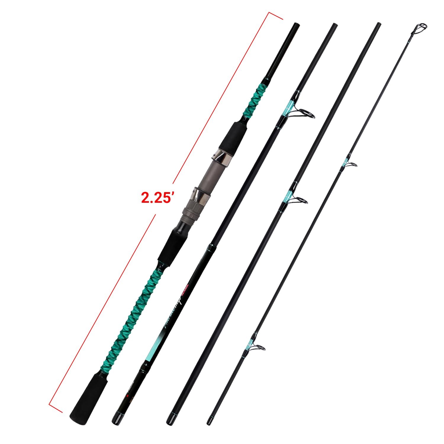 Surf Fishing Rod Portable Travel Surf Spinning Rod 4 Piece Carbon Fiber Saltw…