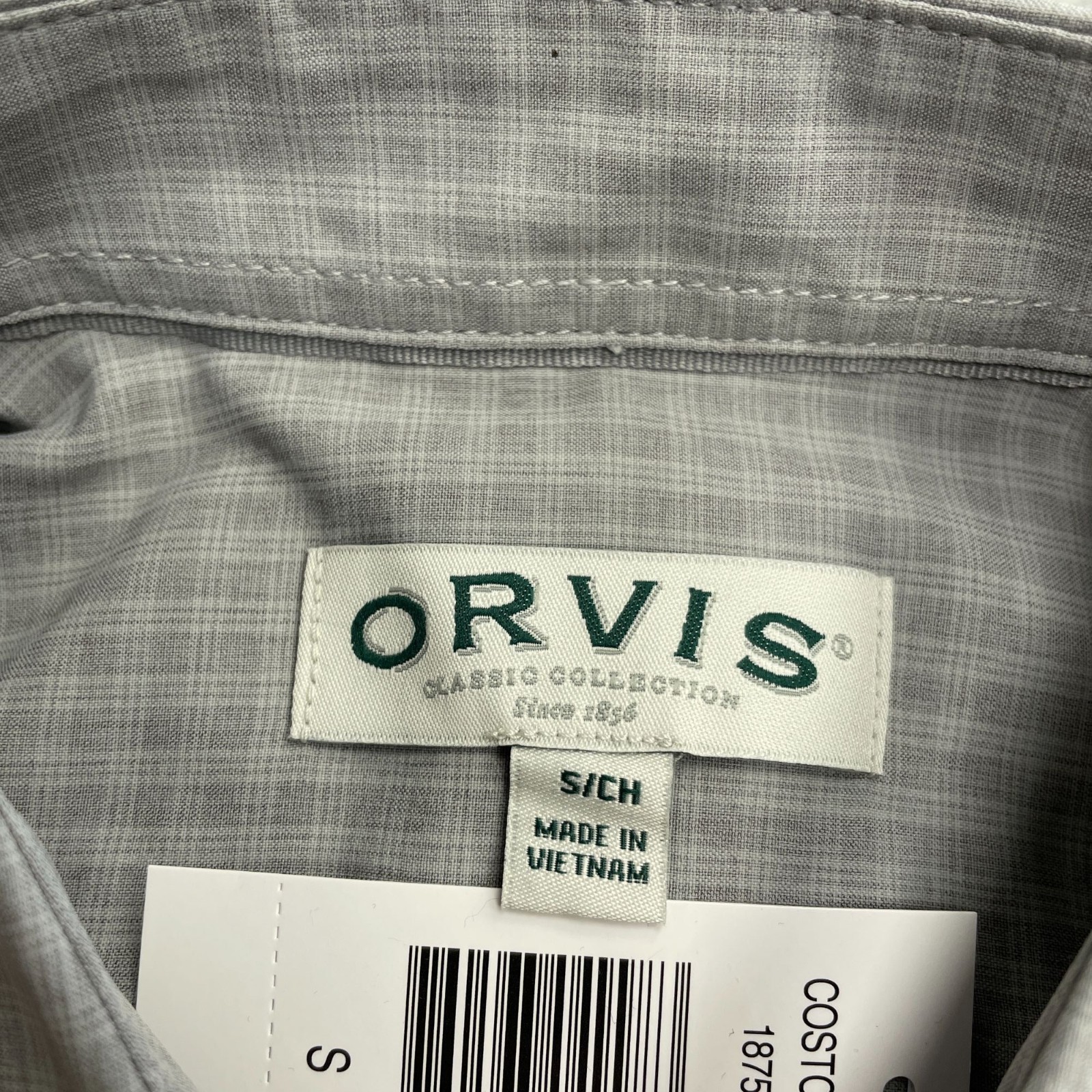 NEW Orvis Men’s S Short Sleeve Tech Shirt Gray Plaid UPF 30+ Outdoor Short Sleev