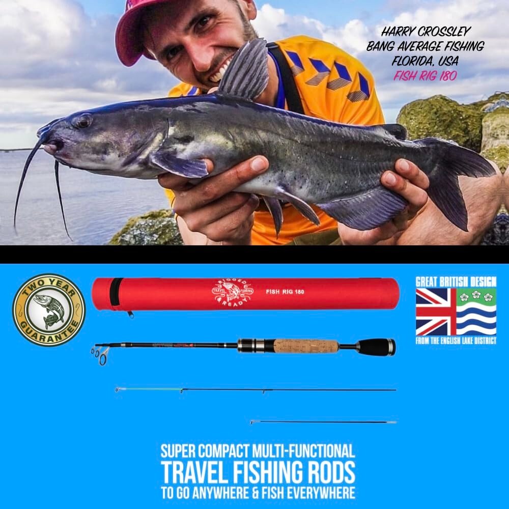 Fish Rig 180 Compact lightweight strong telescopic 180cm Spin Travel fishing rod