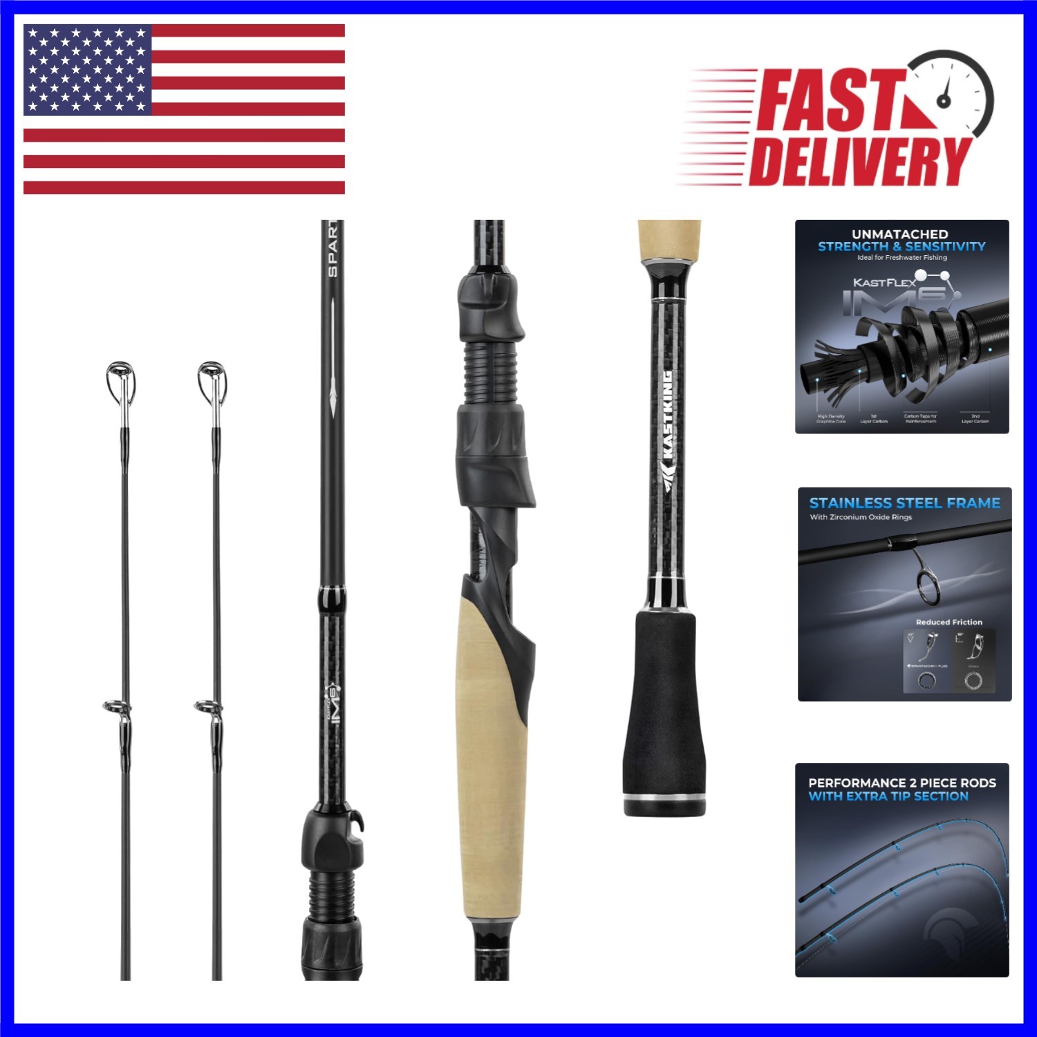 All-Day Comfort Spinning & Casting Rod – Spartacus II Plus, 6’0″ IM6 Graphite
