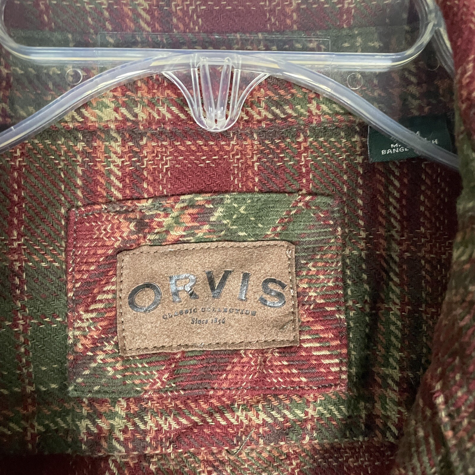 Orvis Plaid Flannel Shirt Mens Size Medium
