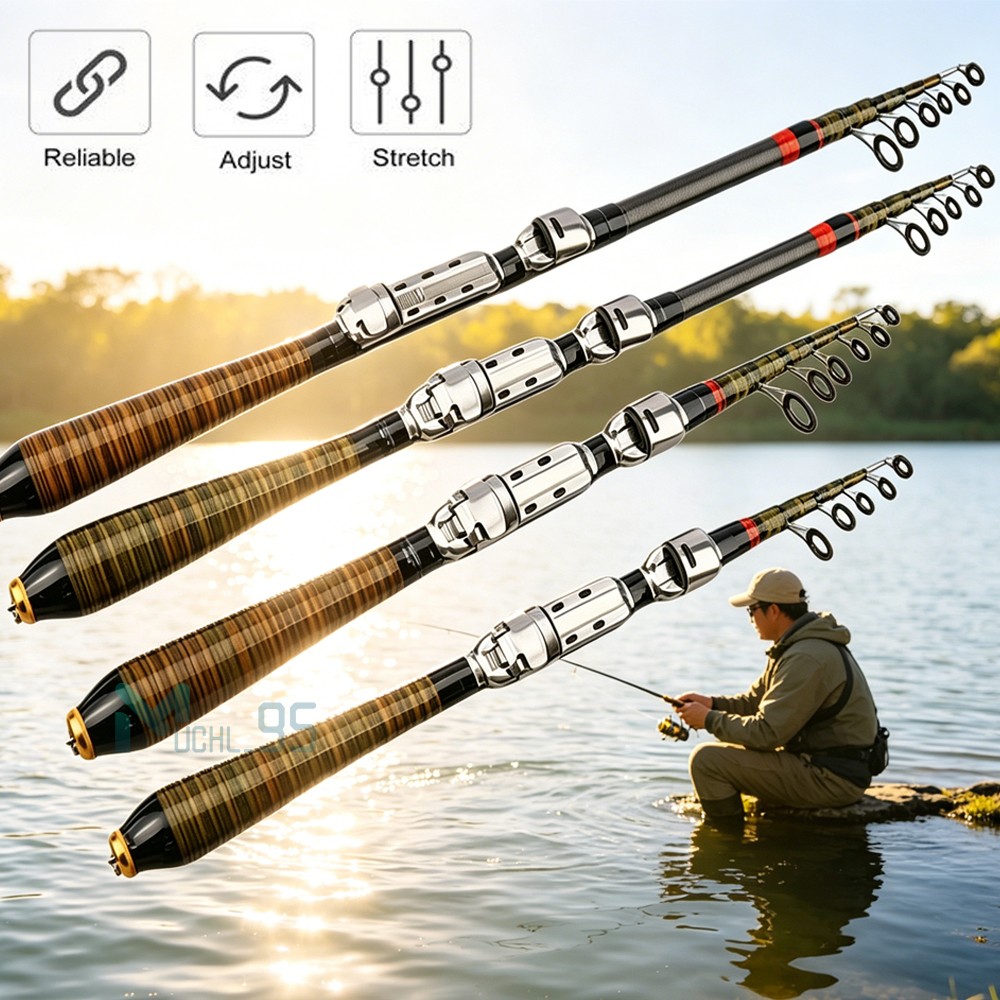 1.8-3.6M ultrashort Telescopic Fishing Rod Carbon Fiber Travel Sea Spinning Pole