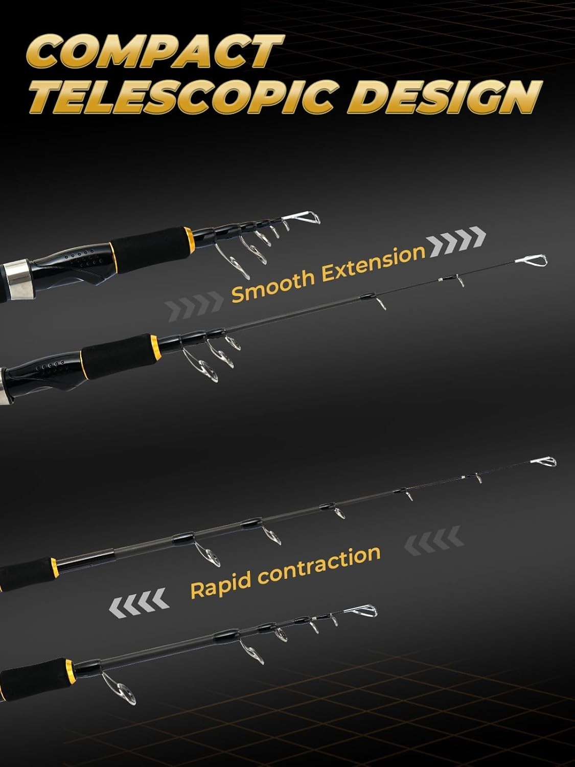 Travel Fishing Rod, Telescopic & 4-Piece Portable 24T Carbon Fiber Rod, Stain…