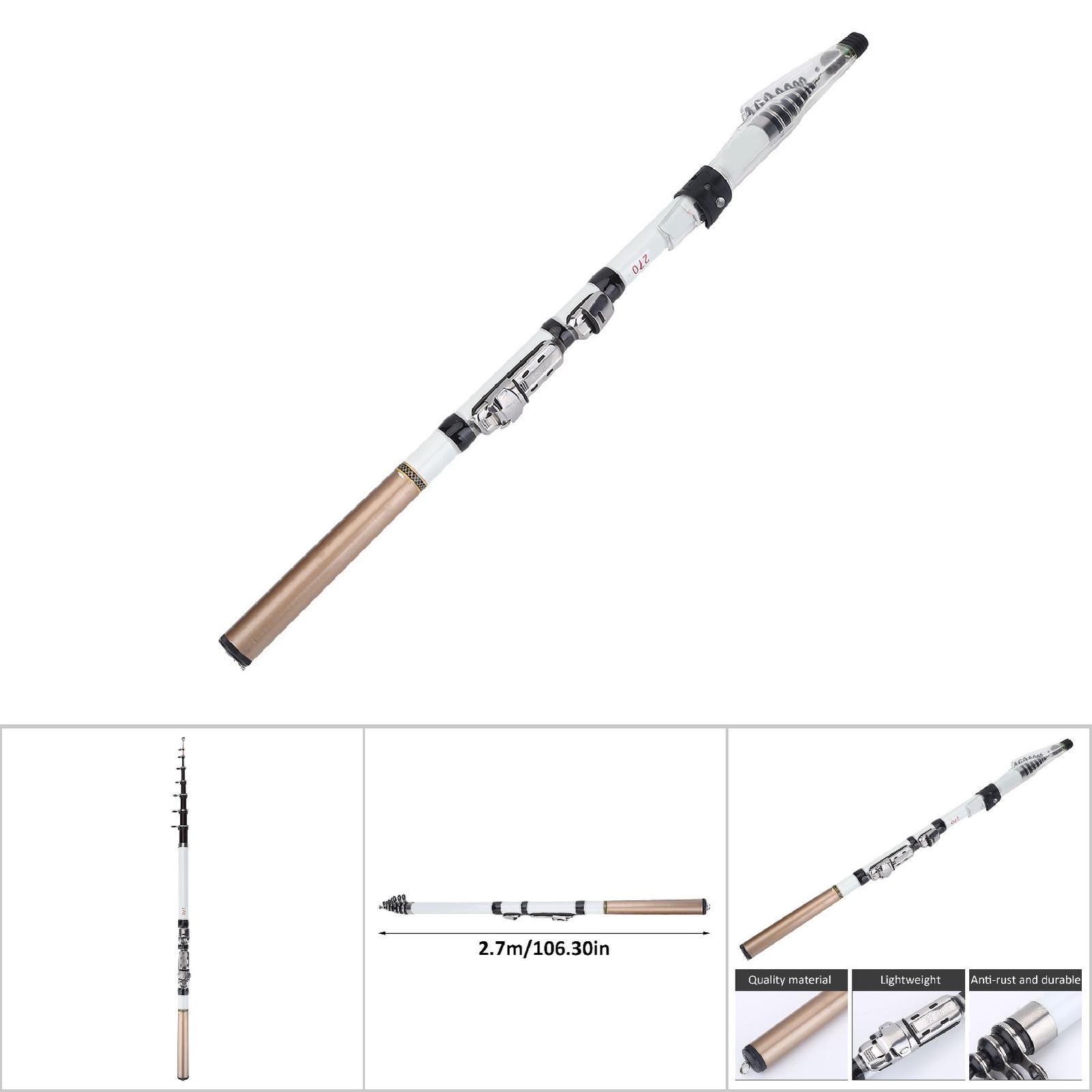 Portable Telescopic Fishing Rod Travel Spinning Fishing Pole Carbon Fiber CGVV