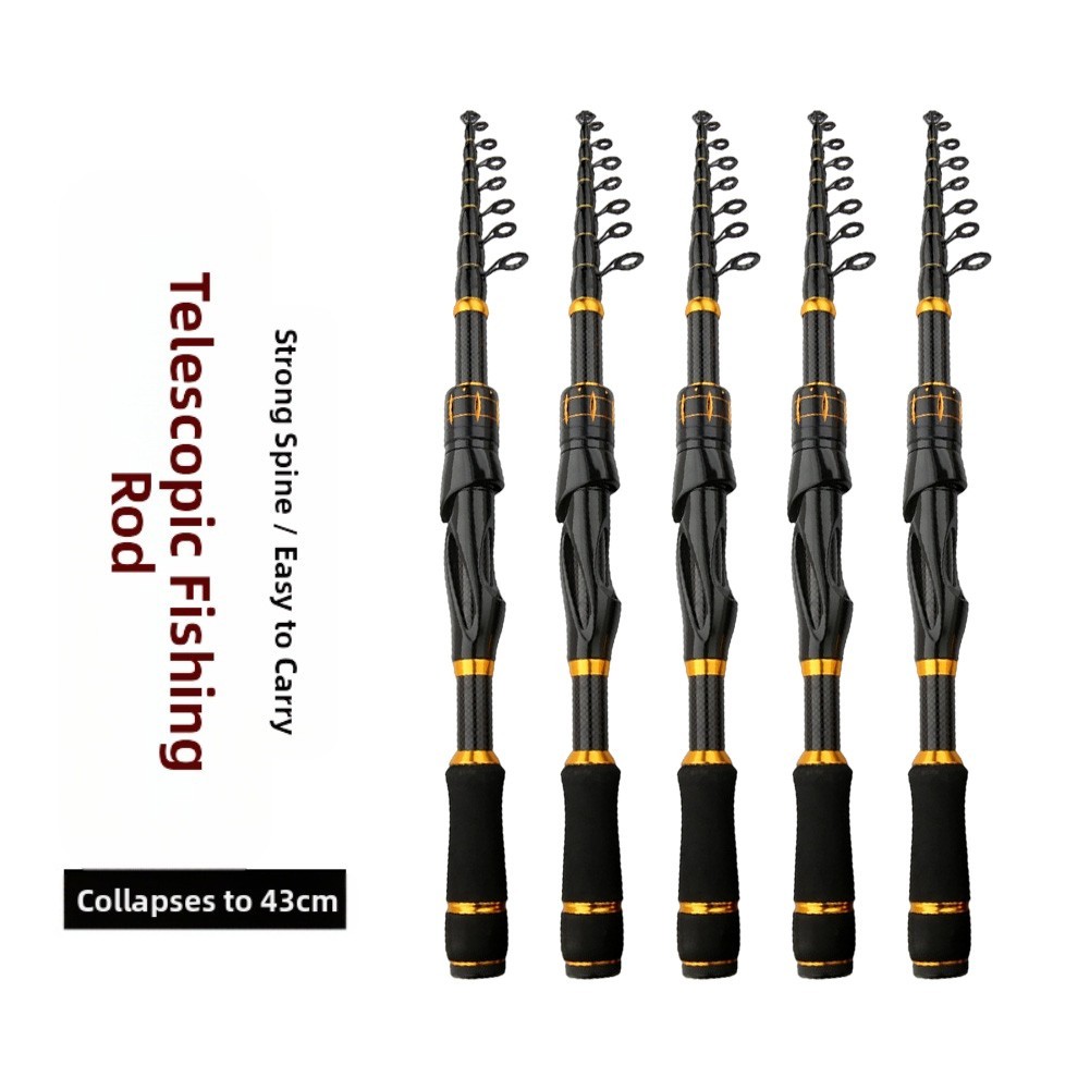 Telescopic Fishing Rod Camping Fishing 2.4m Telescopic Rod 43cm Compact Size