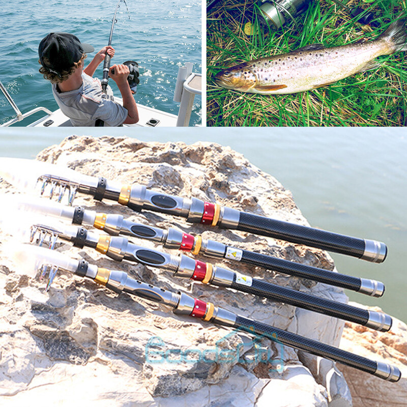 Fishing Pole Spinning Rod Carbon Fiber Telescopic Portable Saltwater Freshwater