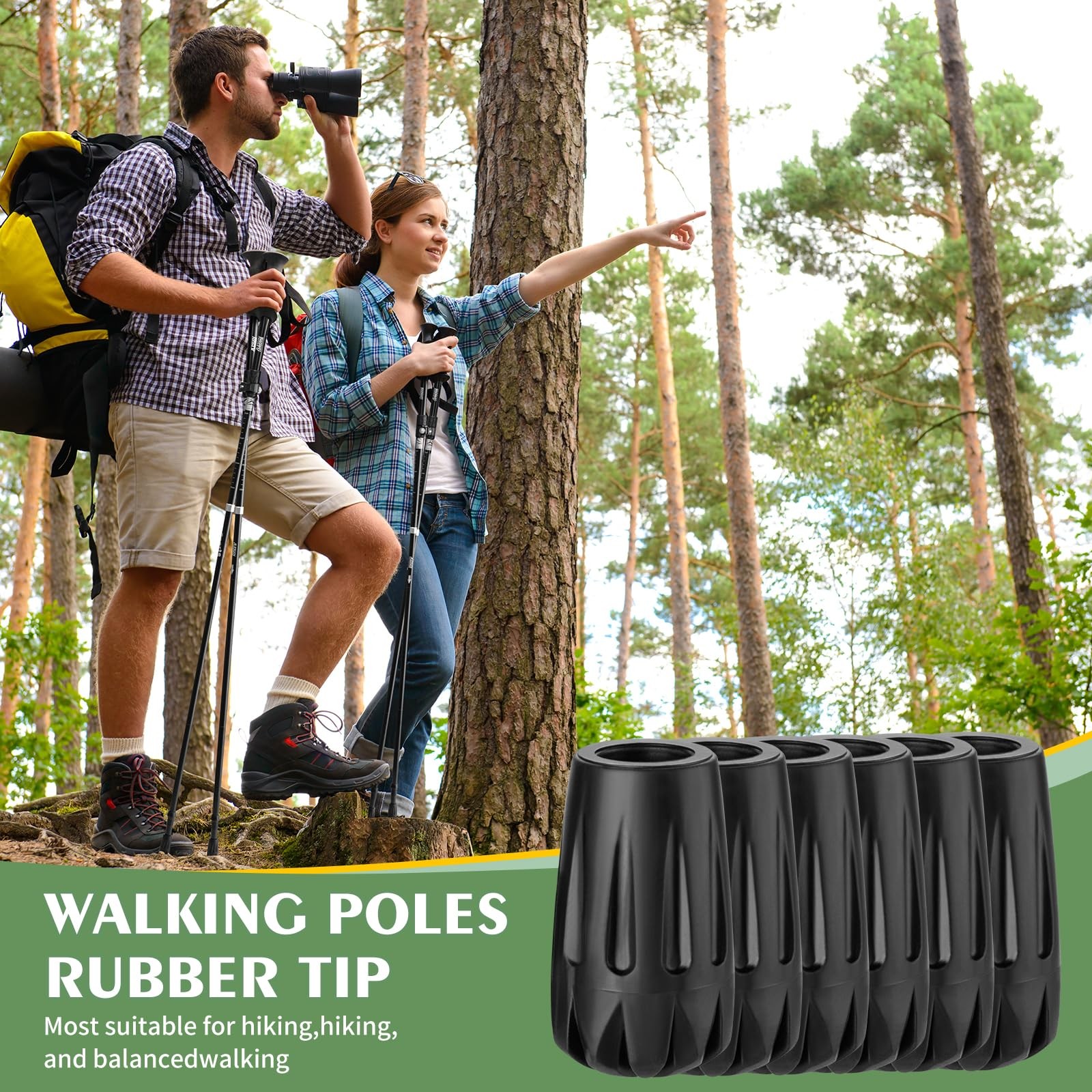 Durable Replacement Rubber Tips for Trekking Poles – Universal Black