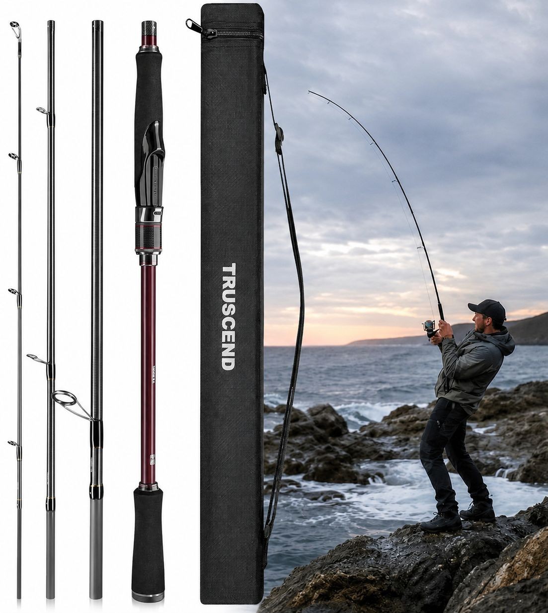 9’3″ MEDIUM FAST TRAVEL SPINNING ROD TORAY CARBON FUJI SIC SALTWATER TRUSCEND 🎣